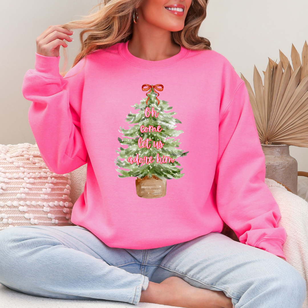 Oh Come Let Us Adore Him Graphic Tee and Crewneck