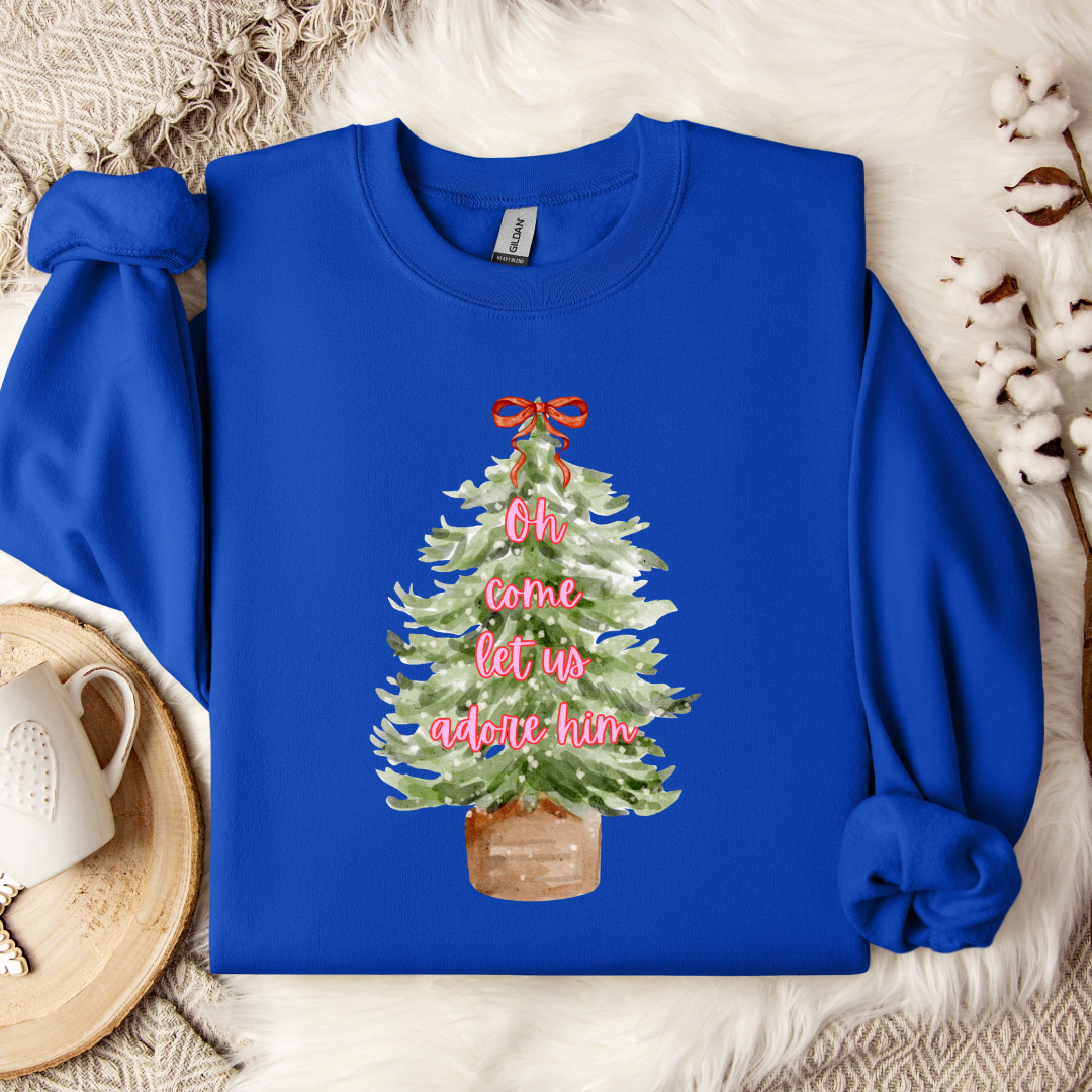 Oh Come Let Us Adore Him Graphic Tee and Crewneck