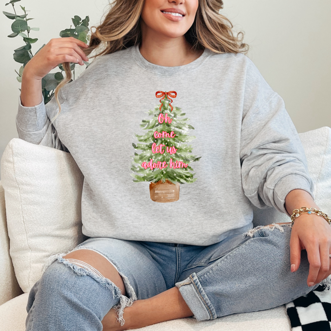 Oh Come Let Us Adore Him Graphic Tee and Crewneck
