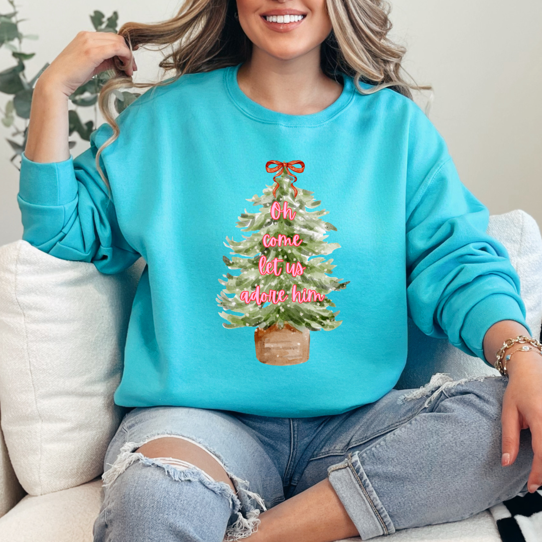 Oh Come Let Us Adore Him Graphic Tee and Crewneck