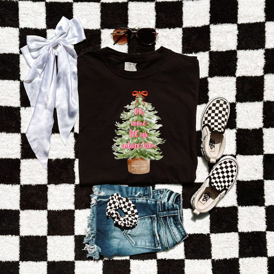 Oh Come Let Us Adore Him Youth Graphic Tee and Crewneck