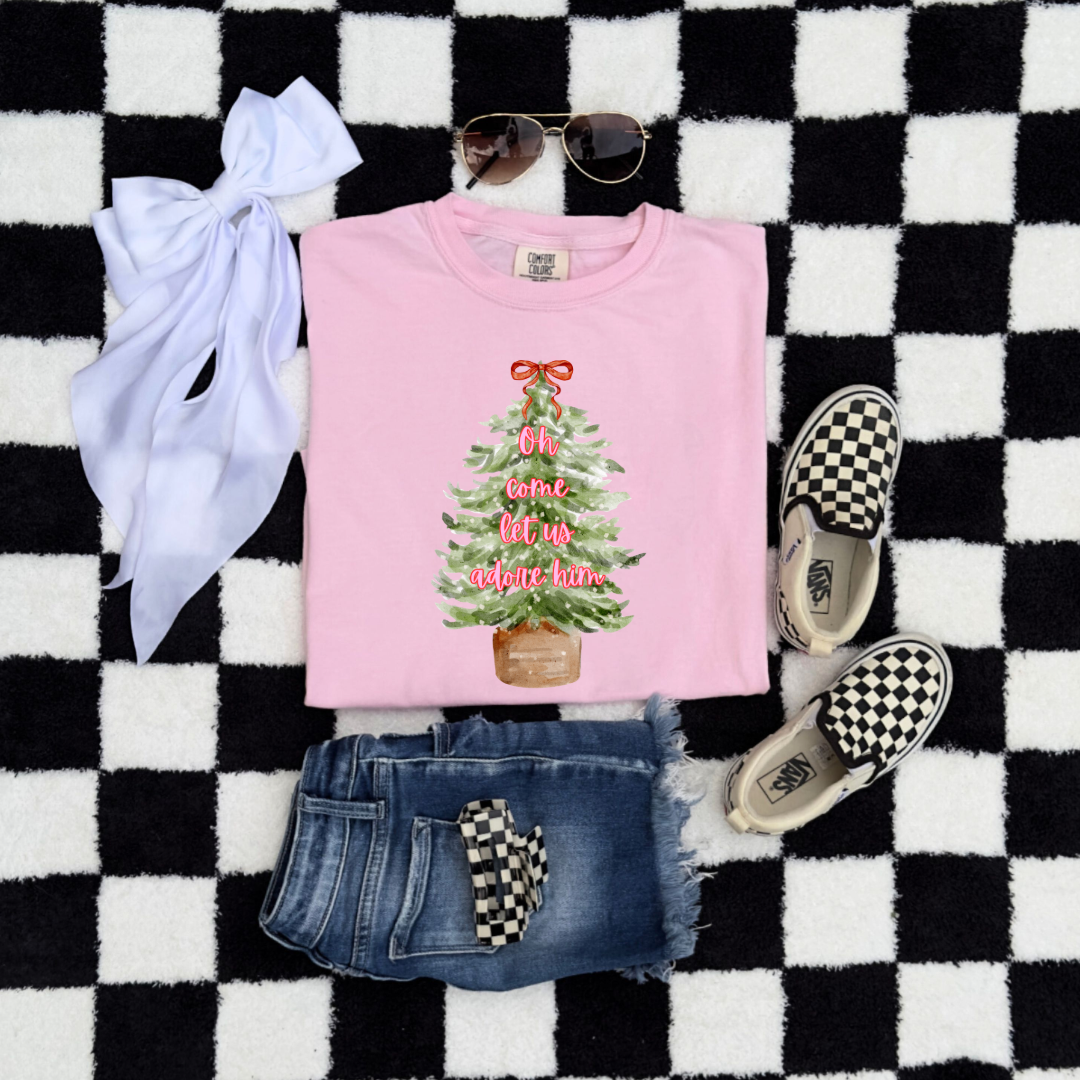 Oh Come Let Us Adore Him Youth Graphic Tee and Crewneck