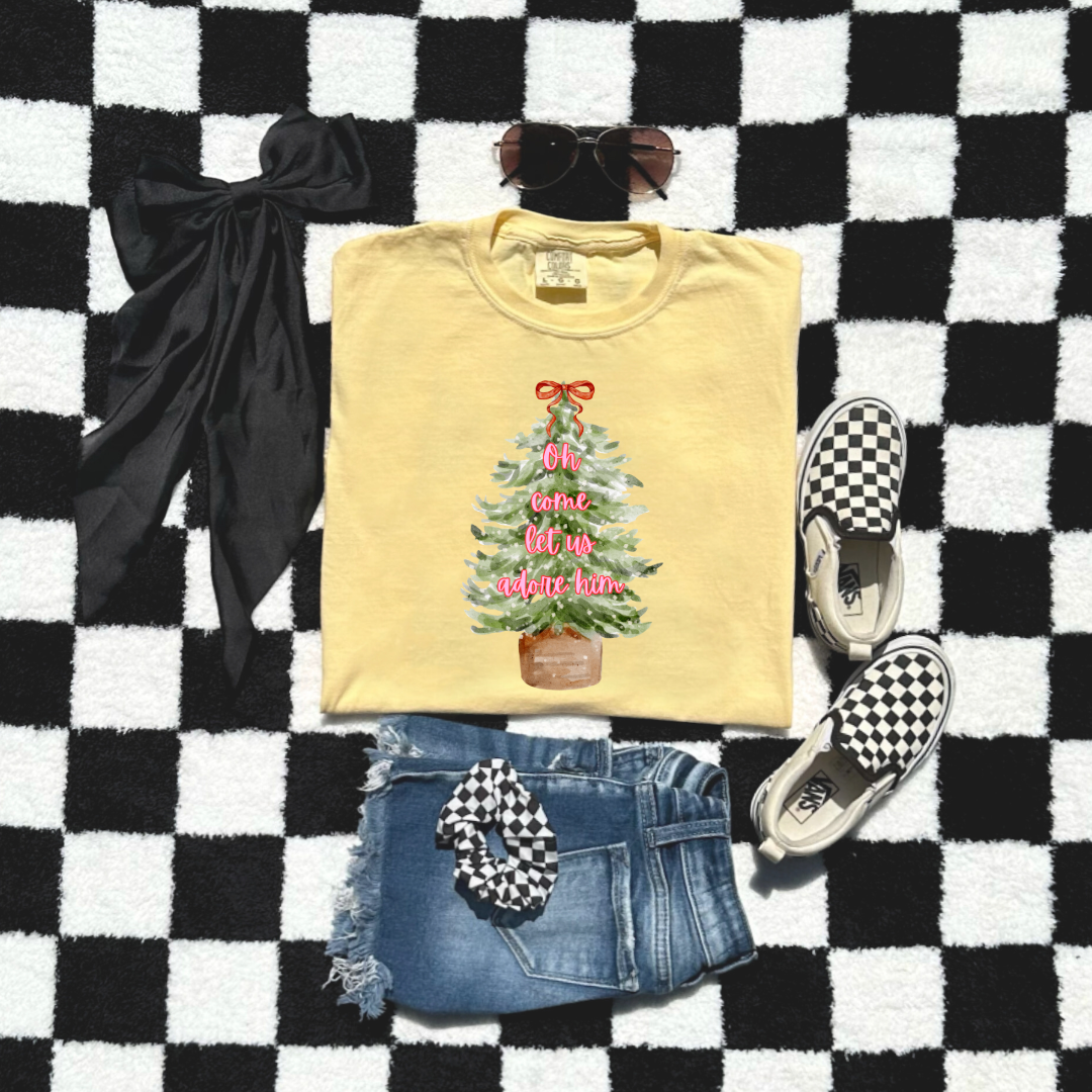 Oh Come Let Us Adore Him Youth Graphic Tee and Crewneck