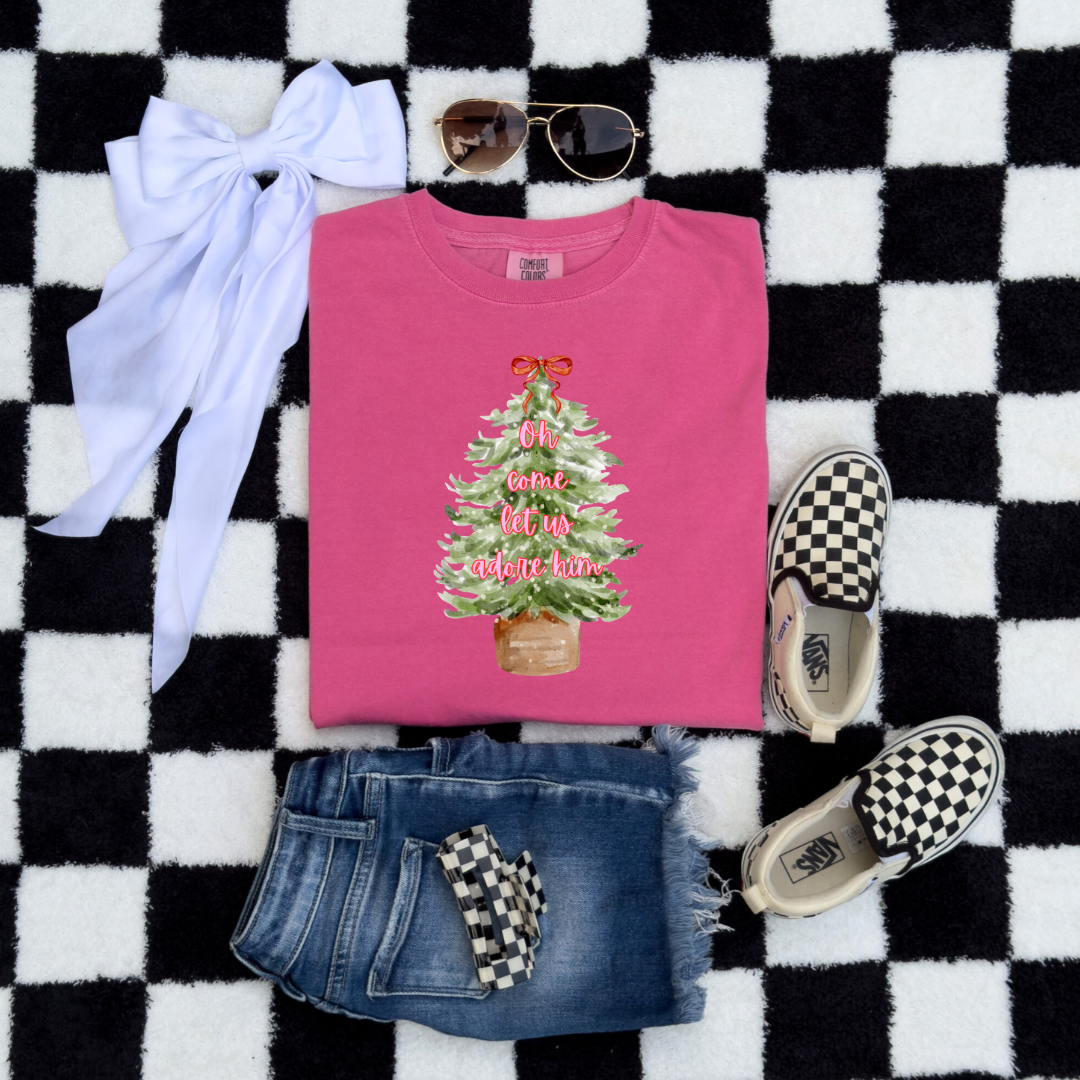 Oh Come Let Us Adore Him Youth Graphic Tee and Crewneck