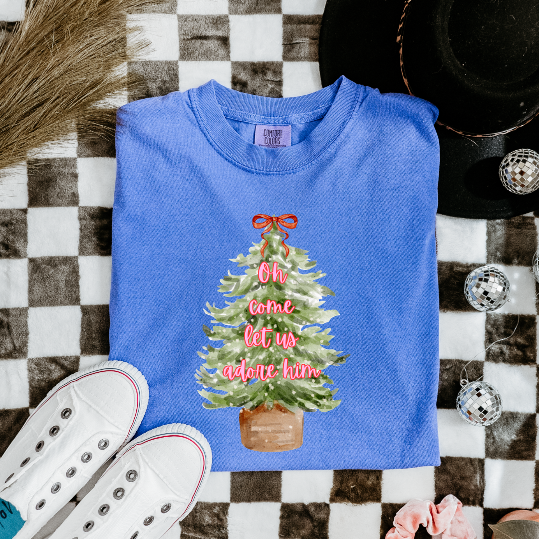 Oh Come Let Us Adore Him Youth Graphic Tee and Crewneck