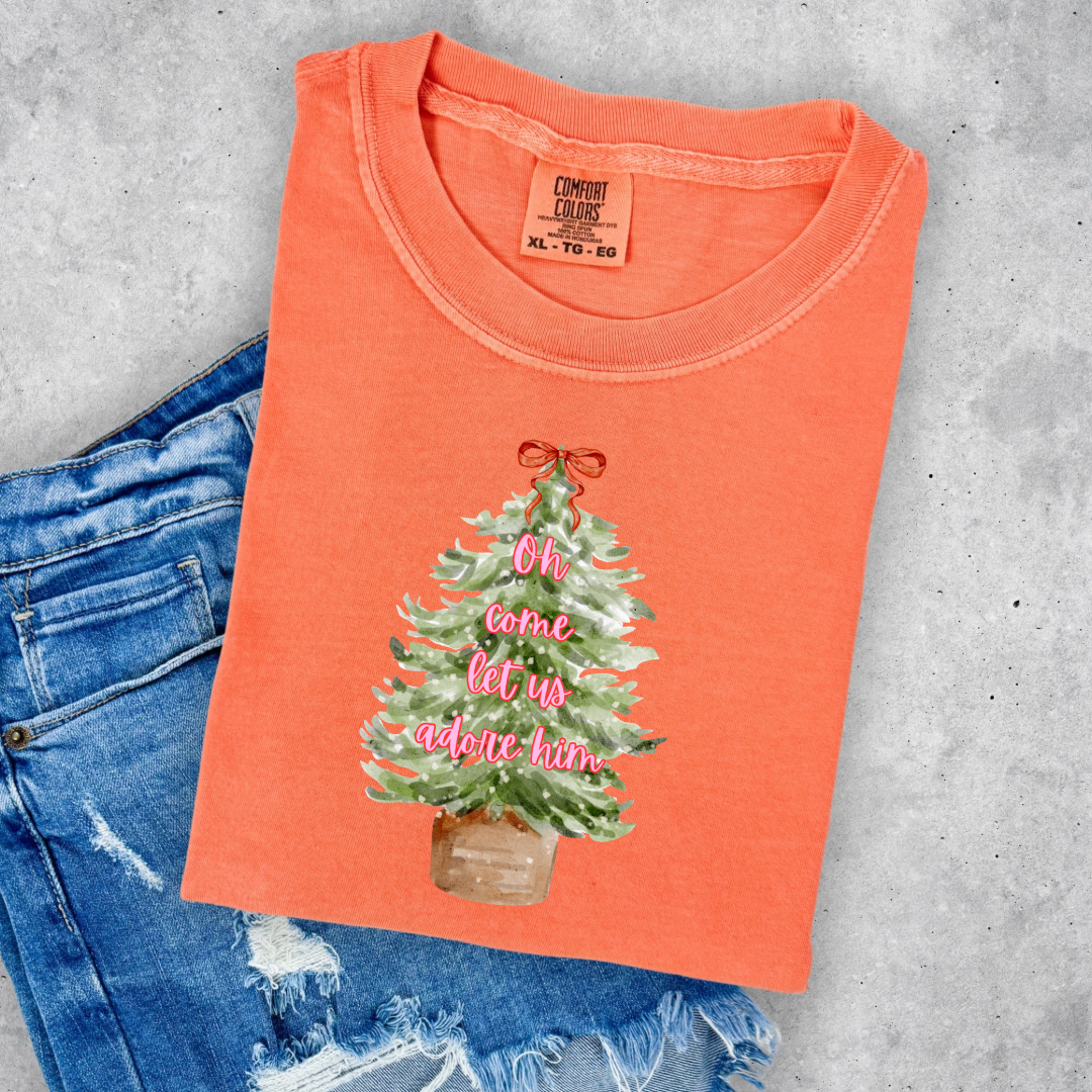 Oh Come Let Us Adore Him Youth Graphic Tee and Crewneck