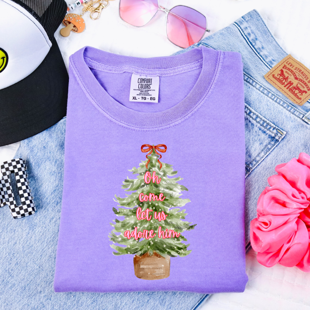 Oh Come Let Us Adore Him Youth Graphic Tee and Crewneck