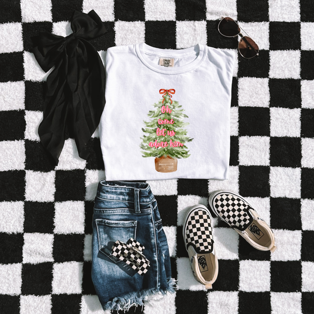 Oh Come Let Us Adore Him Youth Graphic Tee and Crewneck