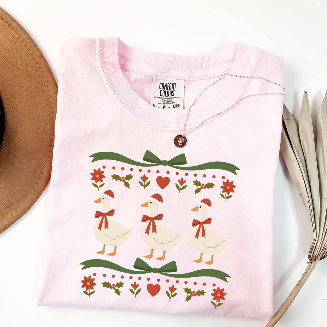 Green Bow Porch Geese Graphic Tee & Crewneck