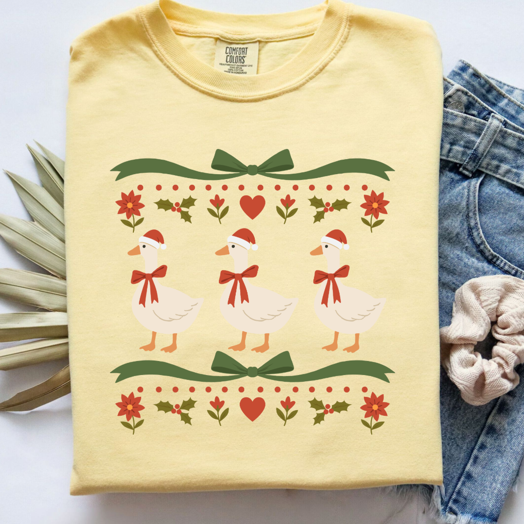 Green Bow Porch Geese Graphic Tee & Crewneck