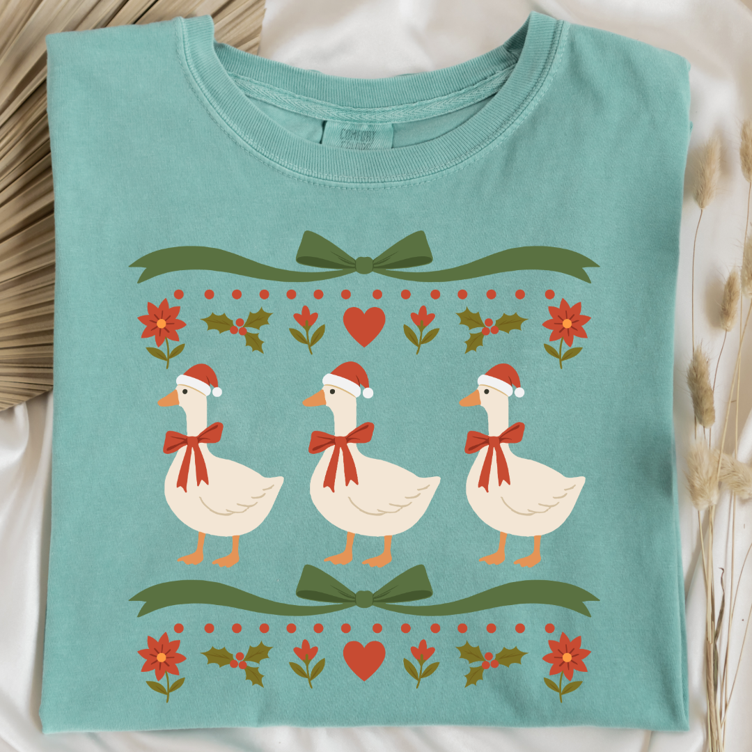 Green Bow Porch Geese Graphic Tee & Crewneck