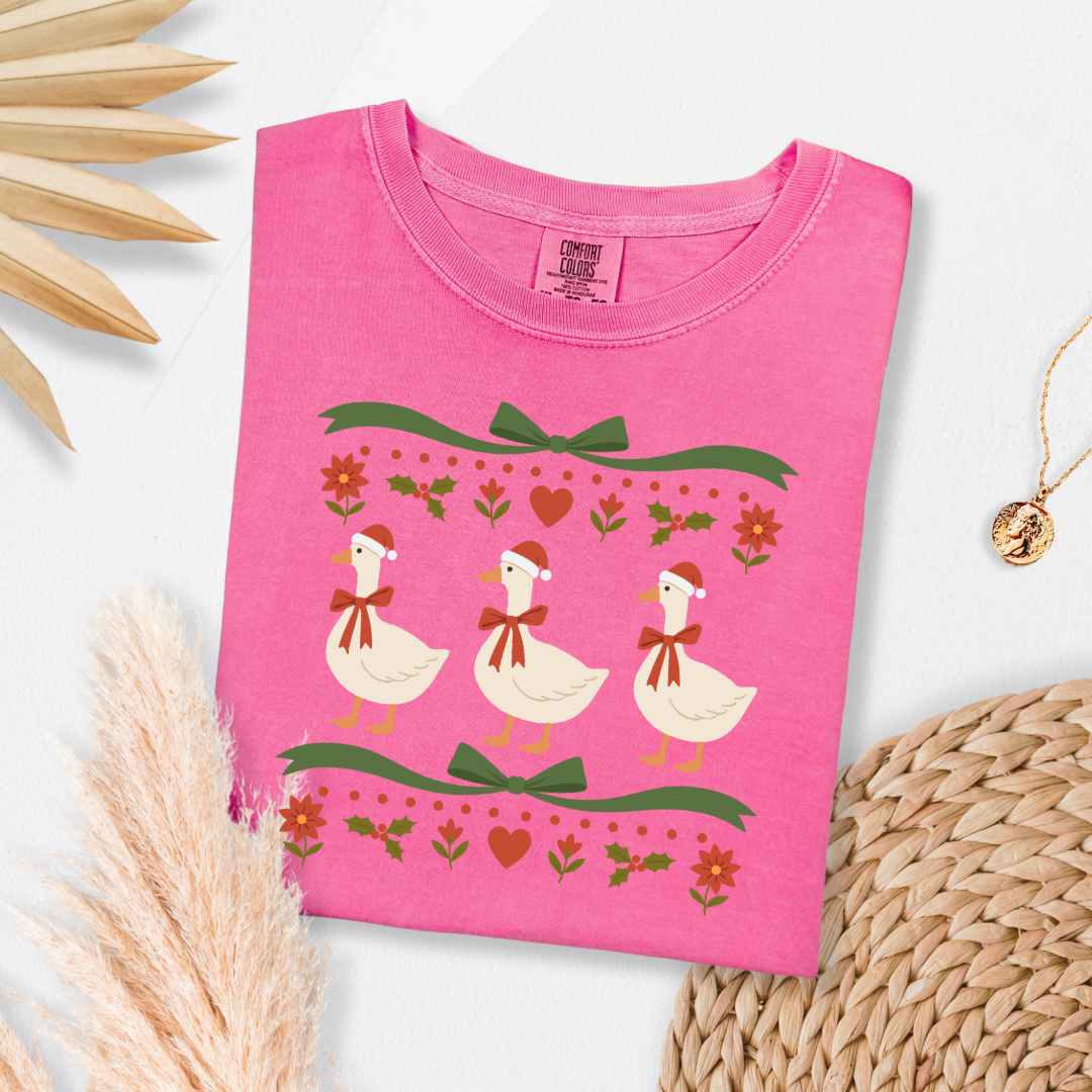 Green Bow Porch Geese Graphic Tee & Crewneck