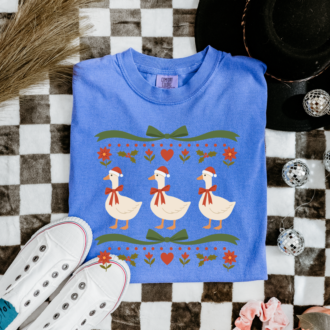 Green Bow Porch Geese Graphic Tee & Crewneck