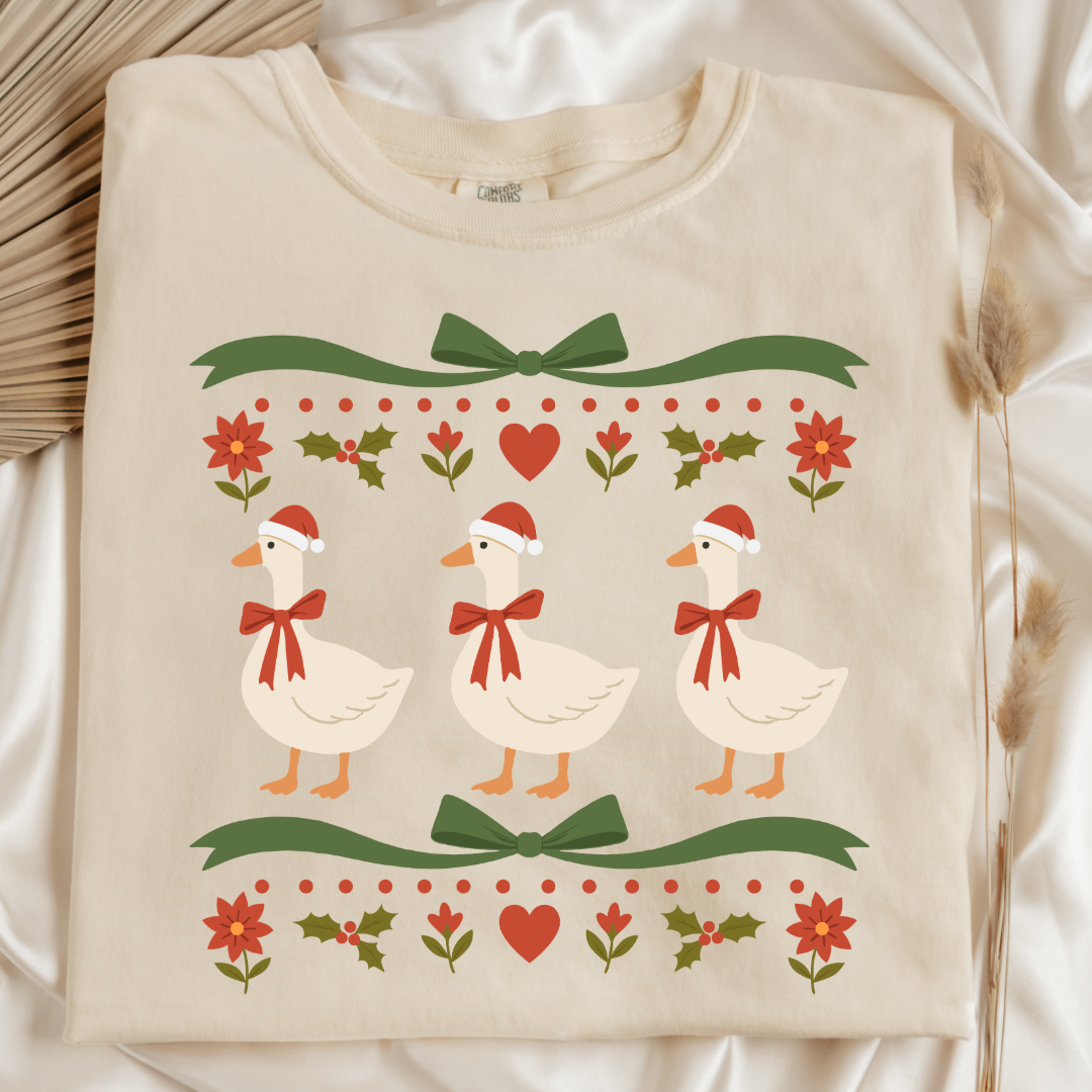 Green Bow Porch Geese Graphic Tee & Crewneck