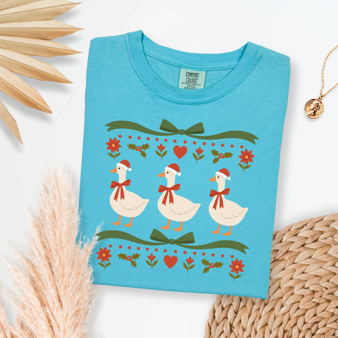 Green Bow Porch Geese Graphic Tee & Crewneck