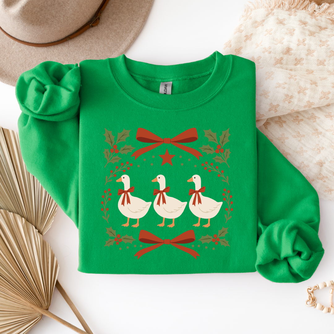Red Bow Porch Geese Graphic Tee and Crewneck