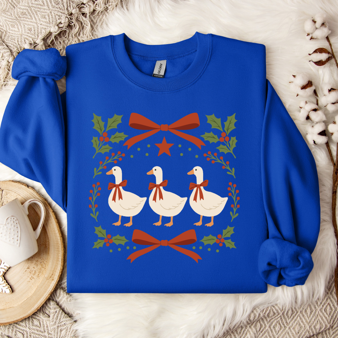 Red Bow Porch Geese Graphic Tee and Crewneck