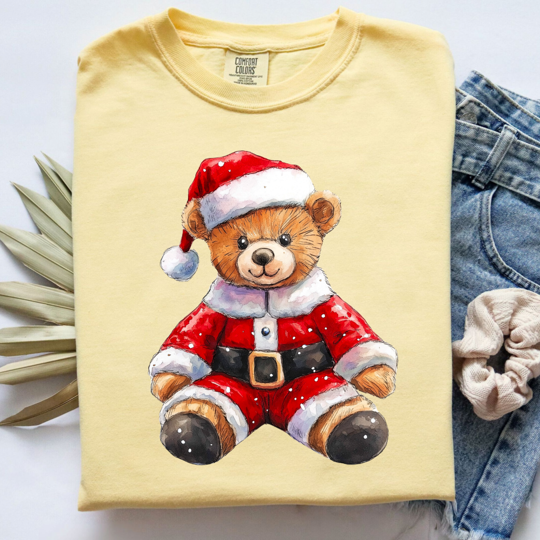 Santa Teddy Graphic Tee and Crewneck