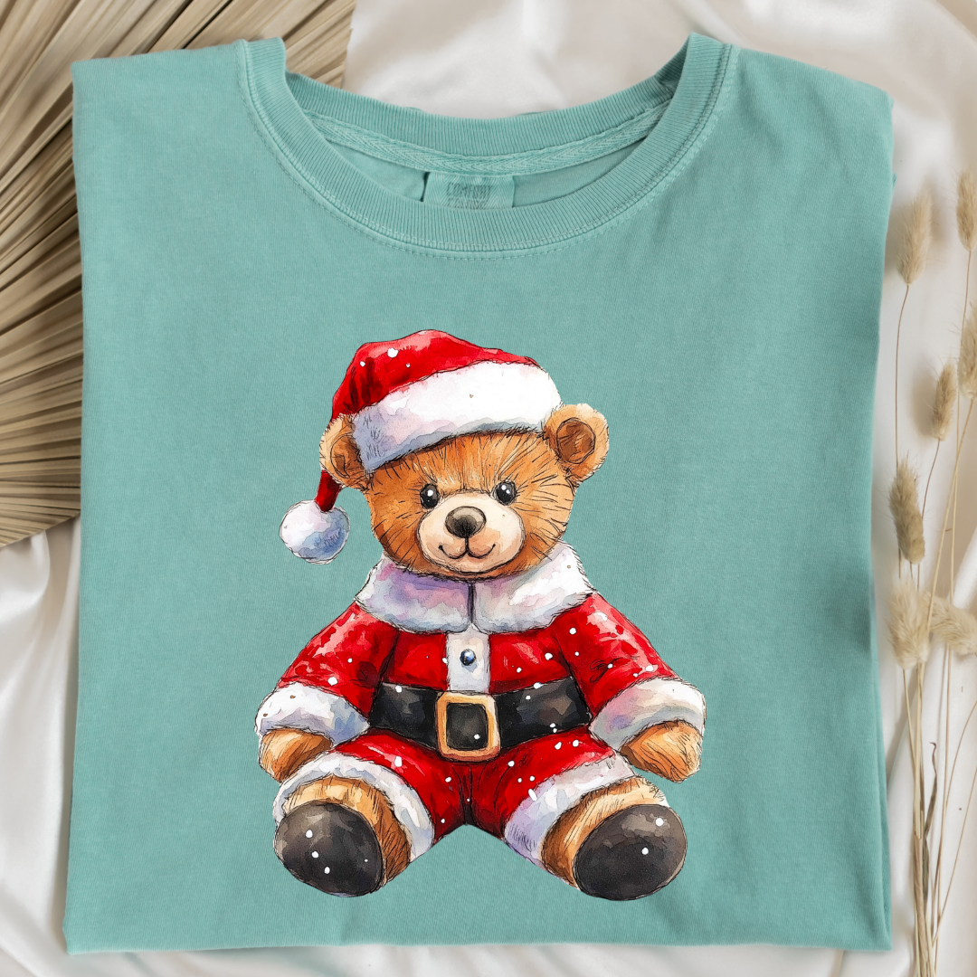 Santa Teddy Graphic Tee and Crewneck