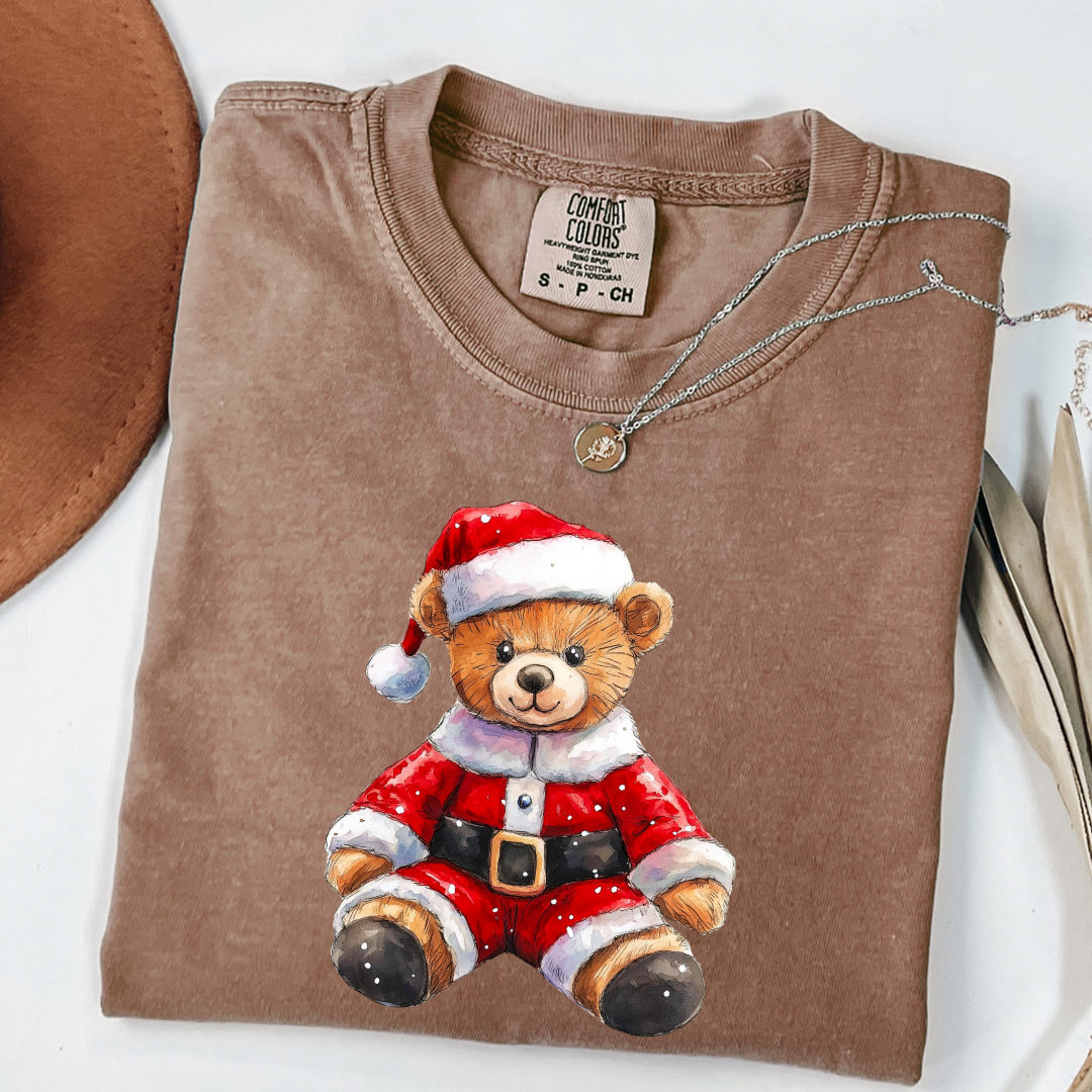 Santa Teddy Graphic Tee and Crewneck
