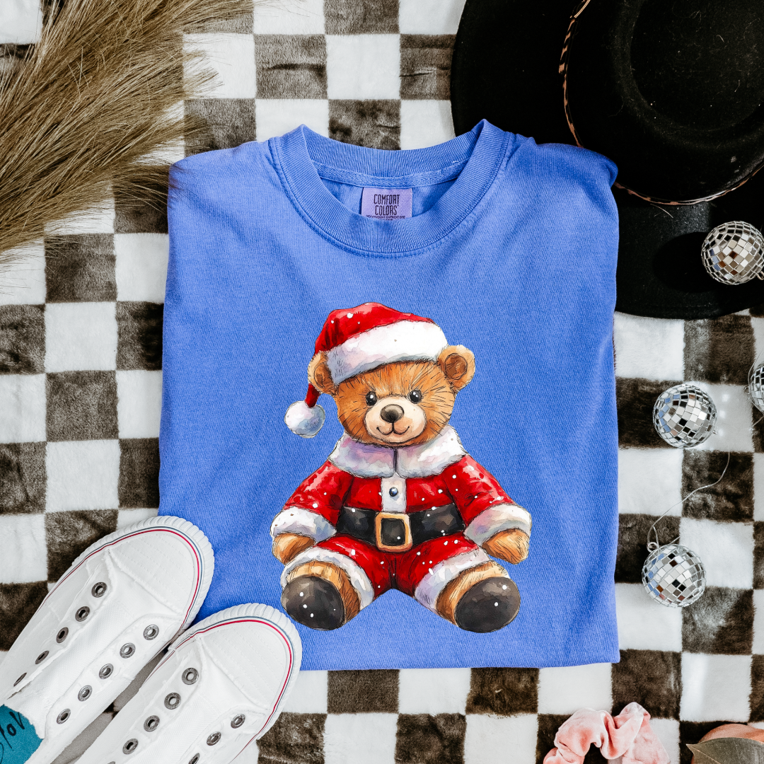 Santa Teddy Graphic Tee and Crewneck
