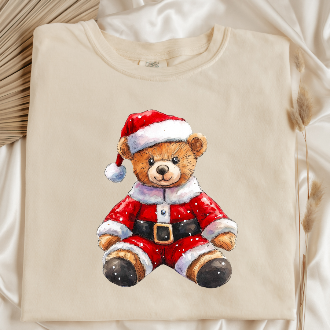 Santa Teddy Graphic Tee and Crewneck