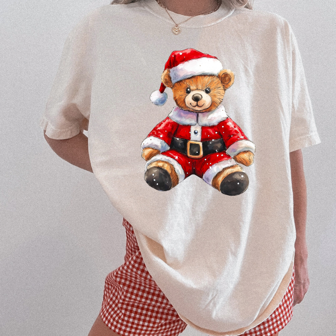 Santa Teddy Graphic Tee and Crewneck