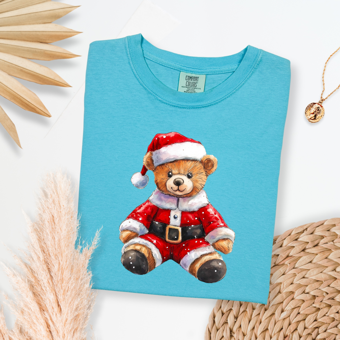 Santa Teddy Graphic Tee and Crewneck