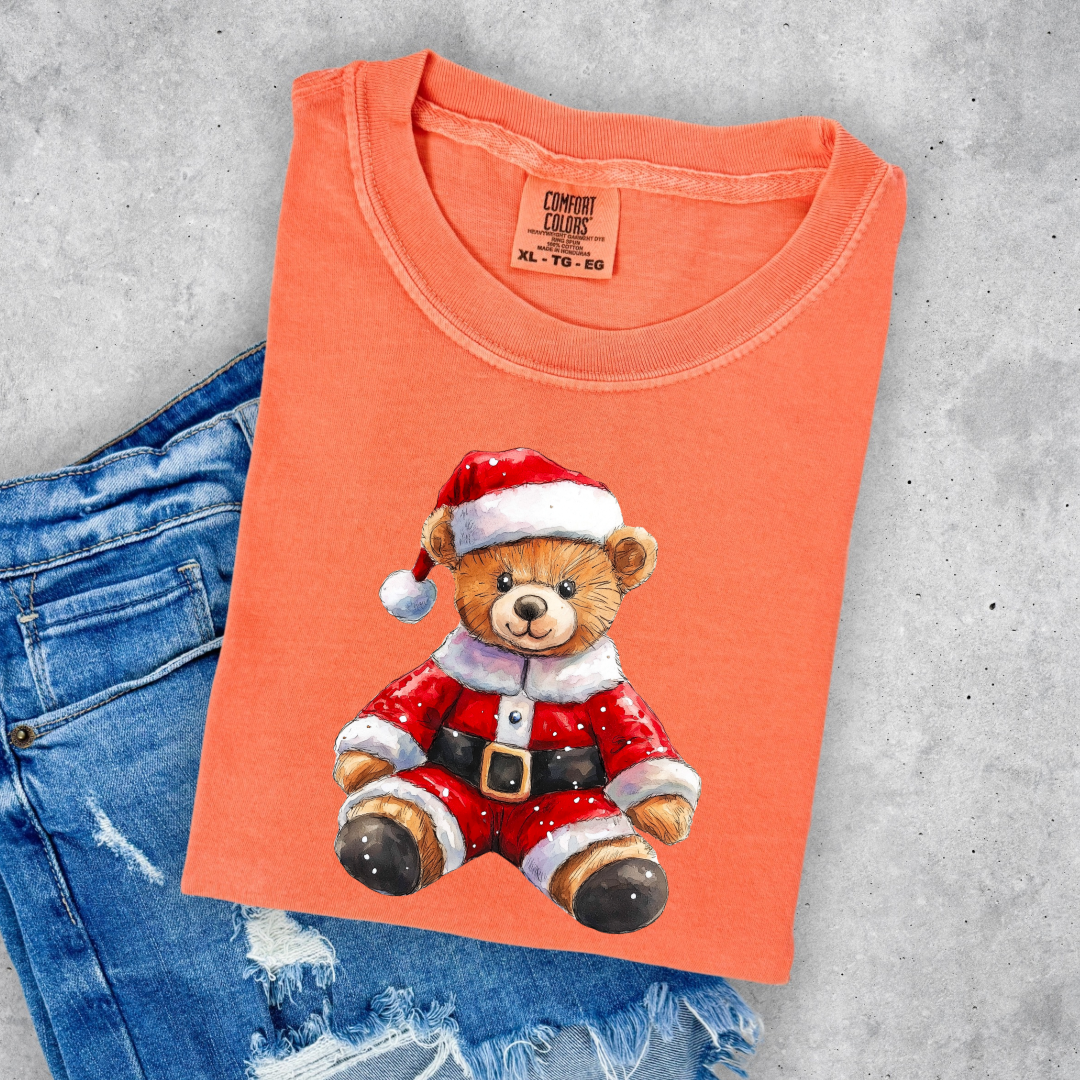 Santa Teddy Graphic Tee and Crewneck