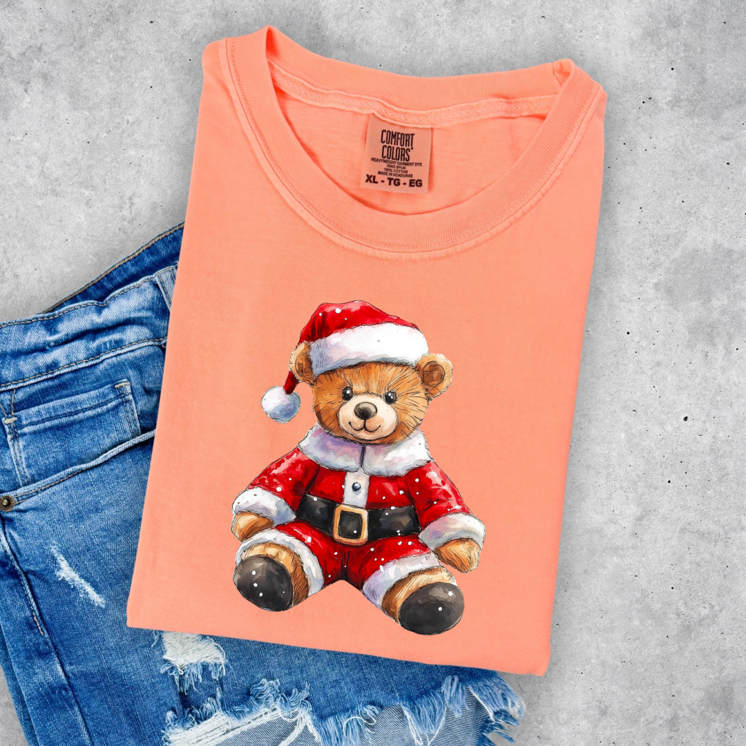 Santa Teddy Graphic Tee and Crewneck