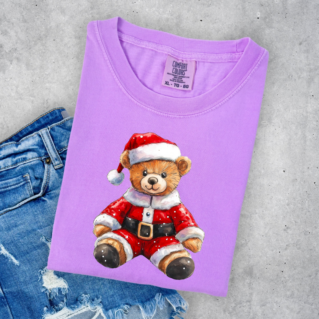 Santa Teddy Graphic Tee and Crewneck