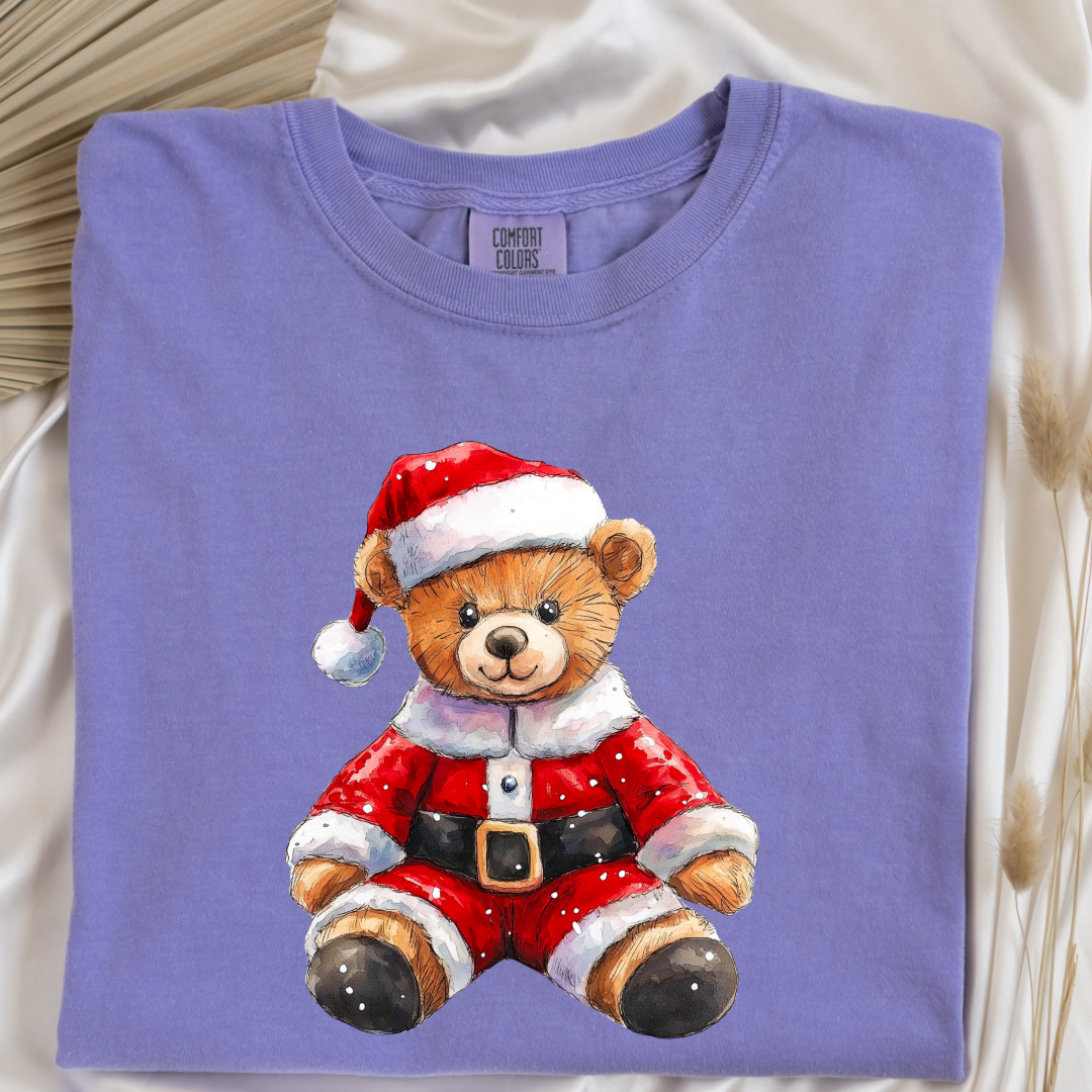 Santa Teddy Graphic Tee and Crewneck