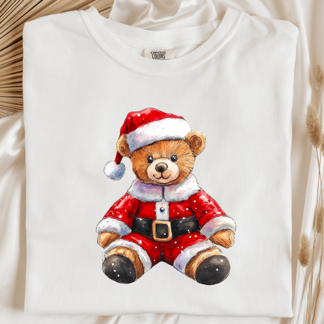 Santa Teddy Graphic Tee and Crewneck