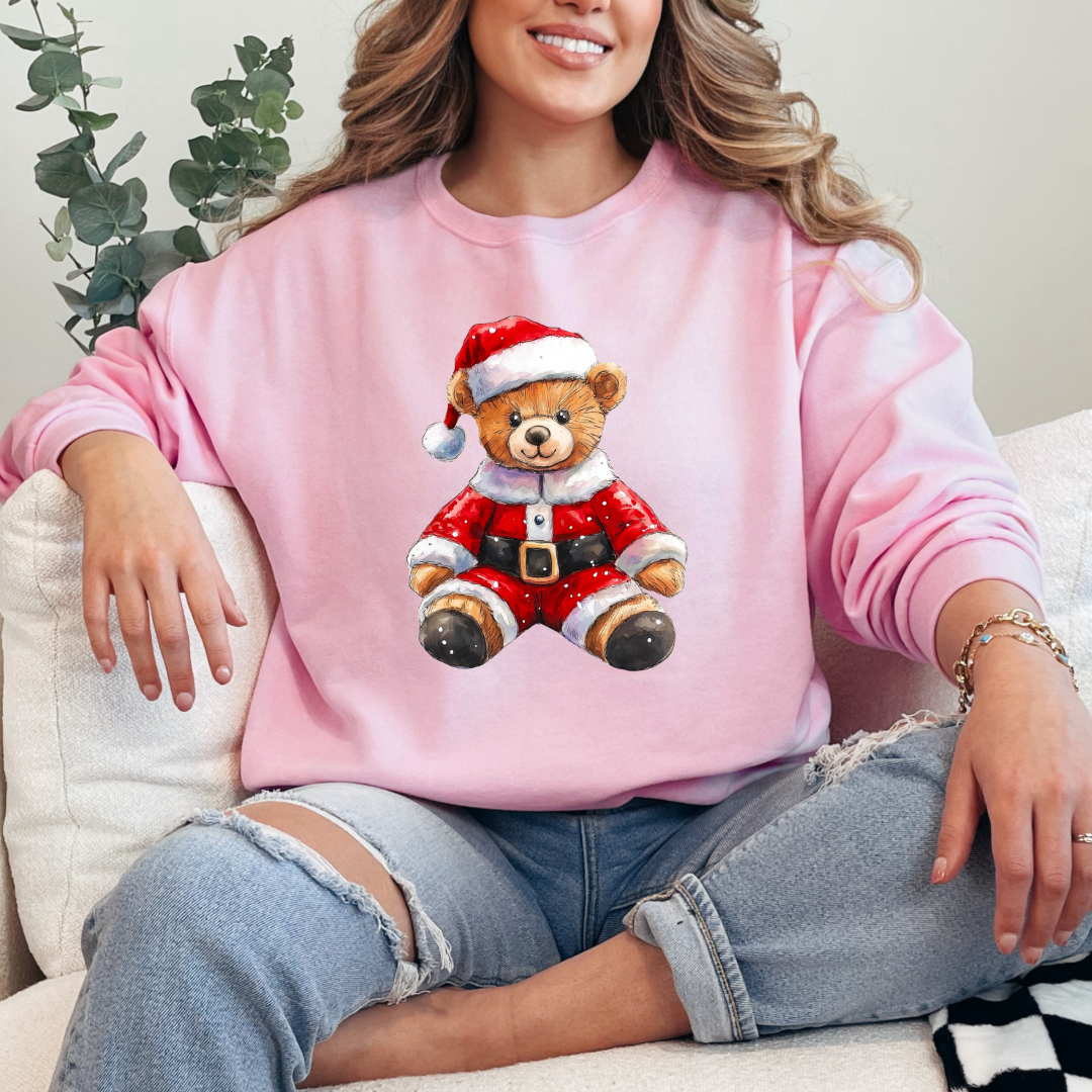 Santa Teddy Graphic Tee and Crewneck