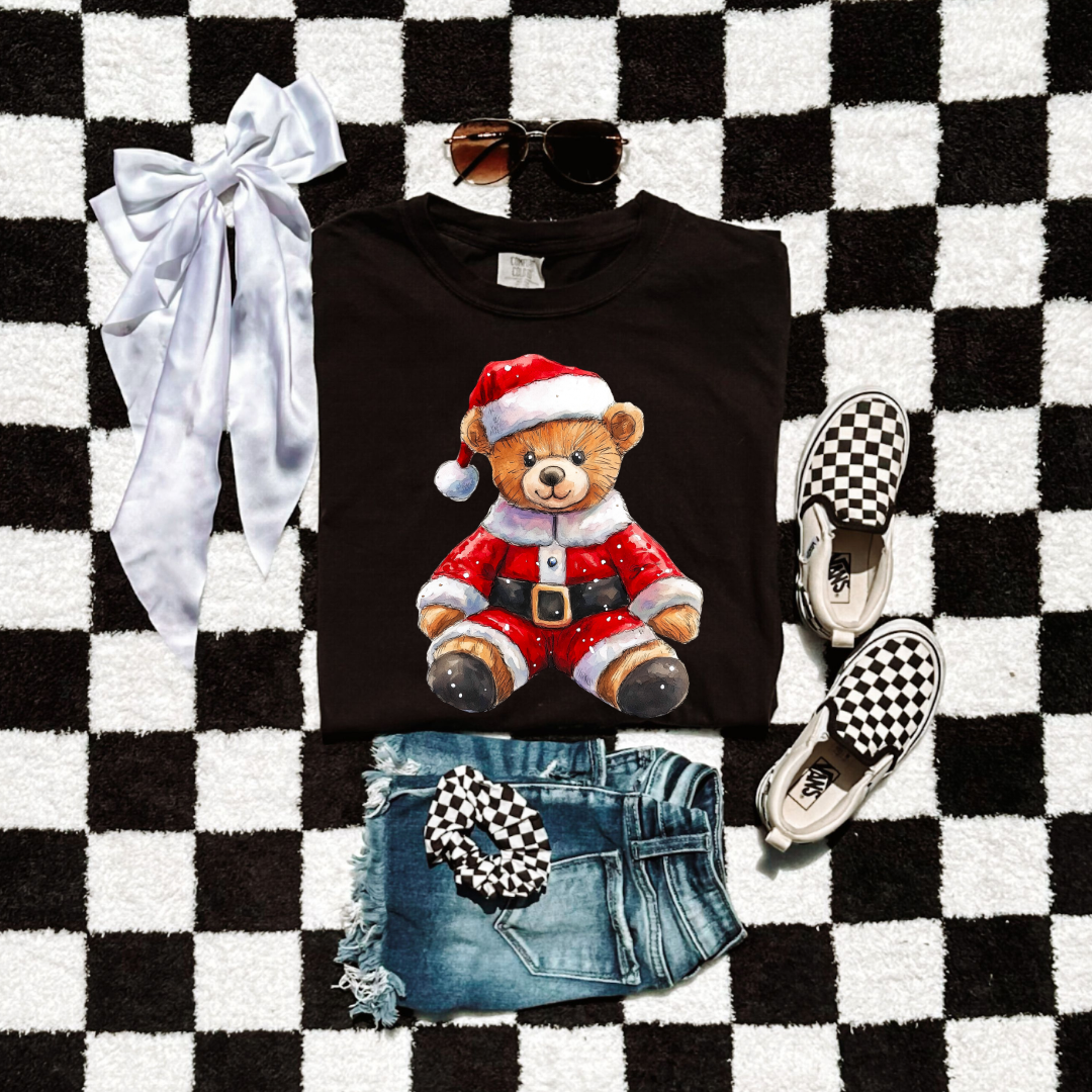 Santa Teddy Youth Graphic Tee and Crewneck