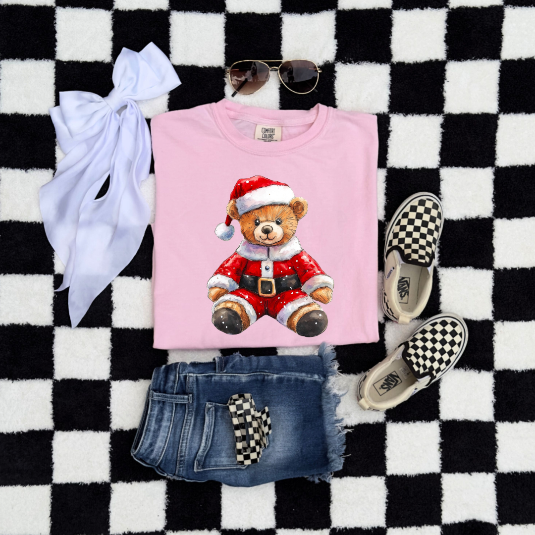 Santa Teddy Youth Graphic Tee and Crewneck