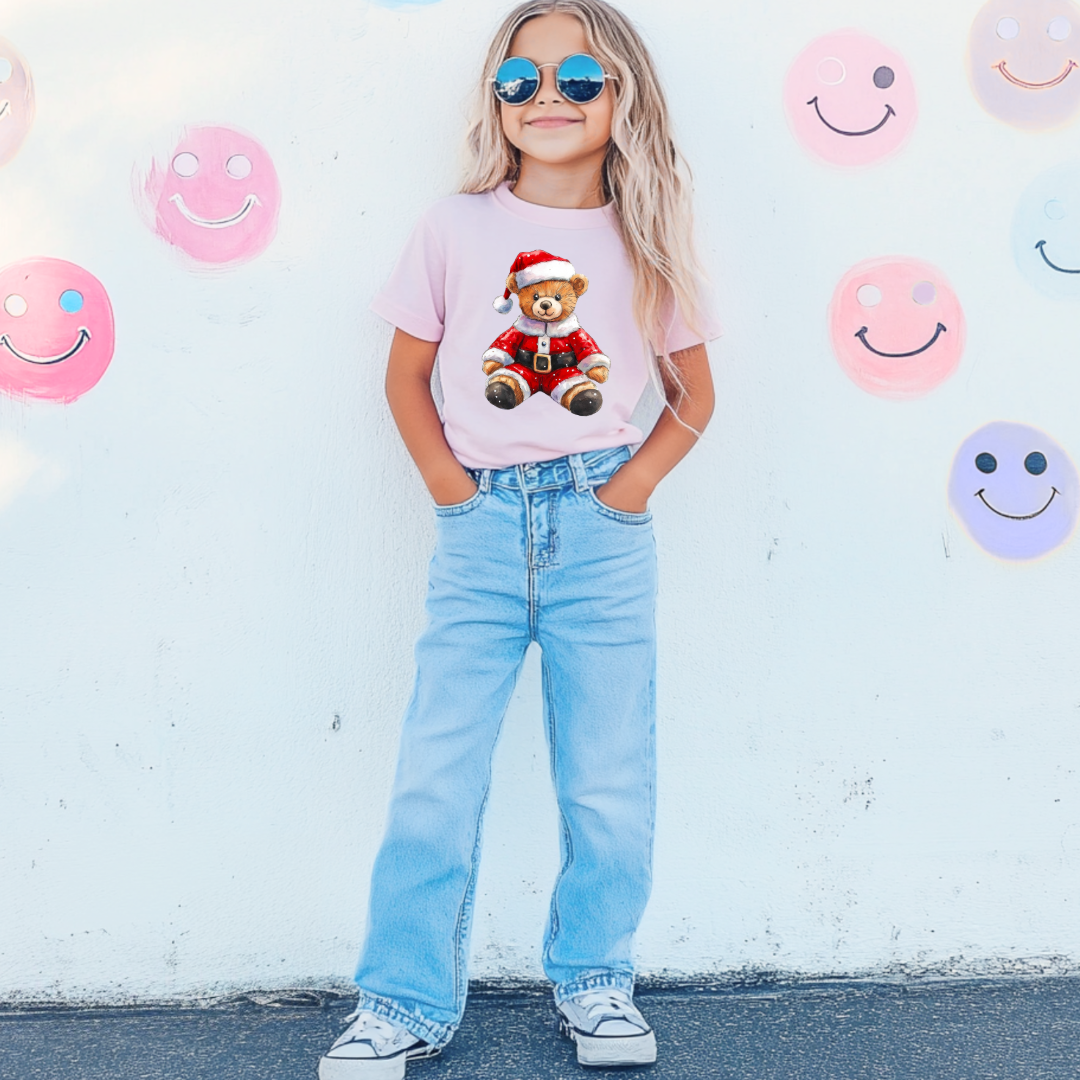 Santa Teddy Youth Graphic Tee and Crewneck