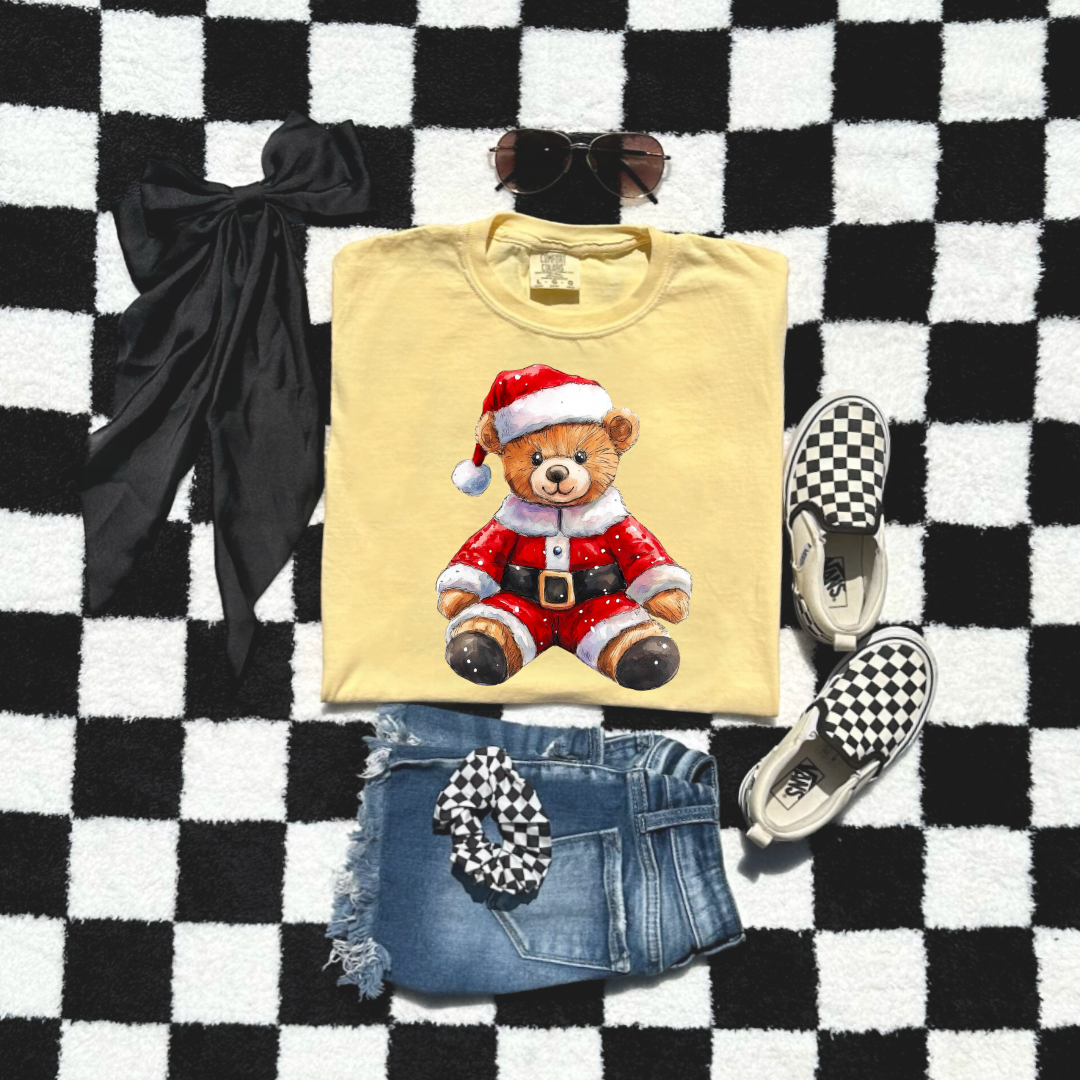 Santa Teddy Youth Graphic Tee and Crewneck