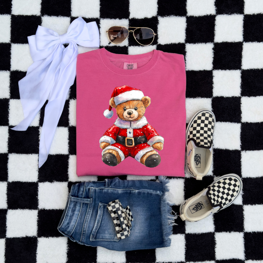 Santa Teddy Youth Graphic Tee and Crewneck