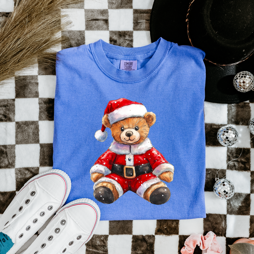 Santa Teddy Youth Graphic Tee and Crewneck