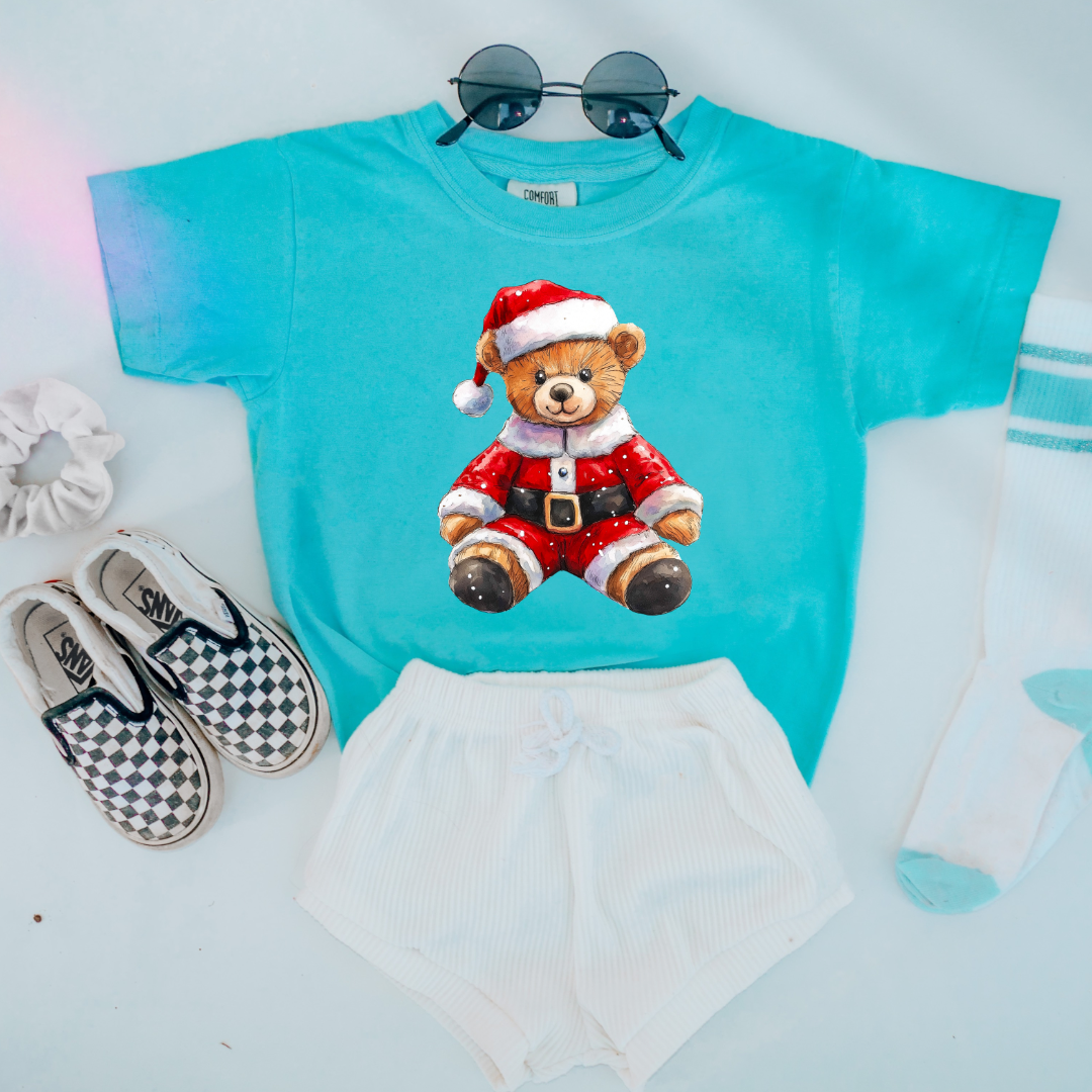 Santa Teddy Youth Graphic Tee and Crewneck