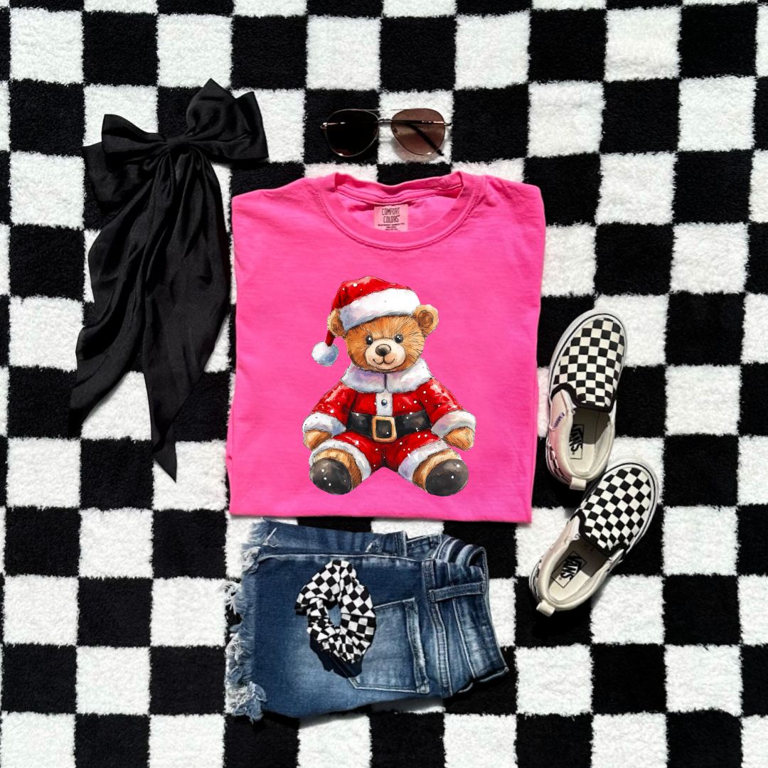 Santa Teddy Youth Graphic Tee and Crewneck