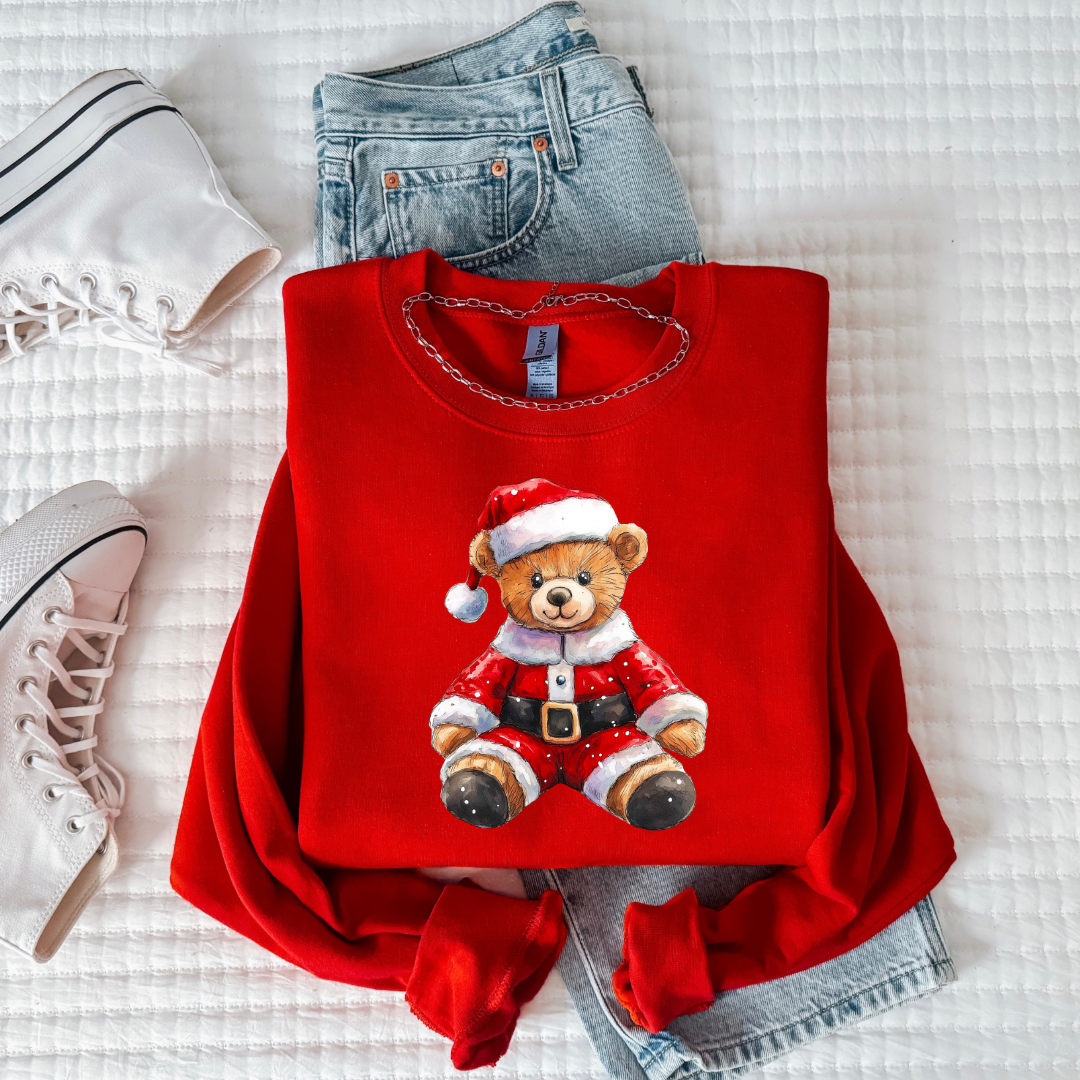 Santa Teddy Youth Graphic Tee and Crewneck