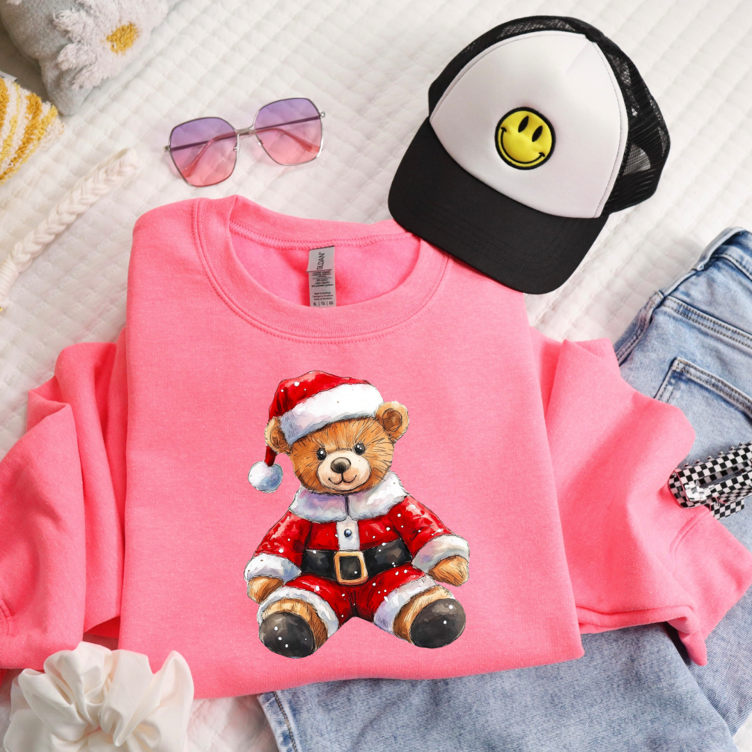 Santa Teddy Youth Graphic Tee and Crewneck
