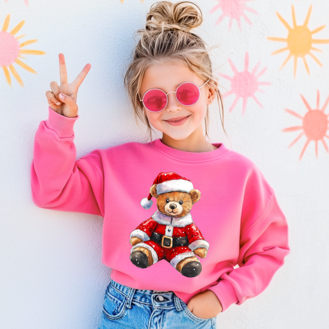 Santa Teddy Youth Graphic Tee and Crewneck