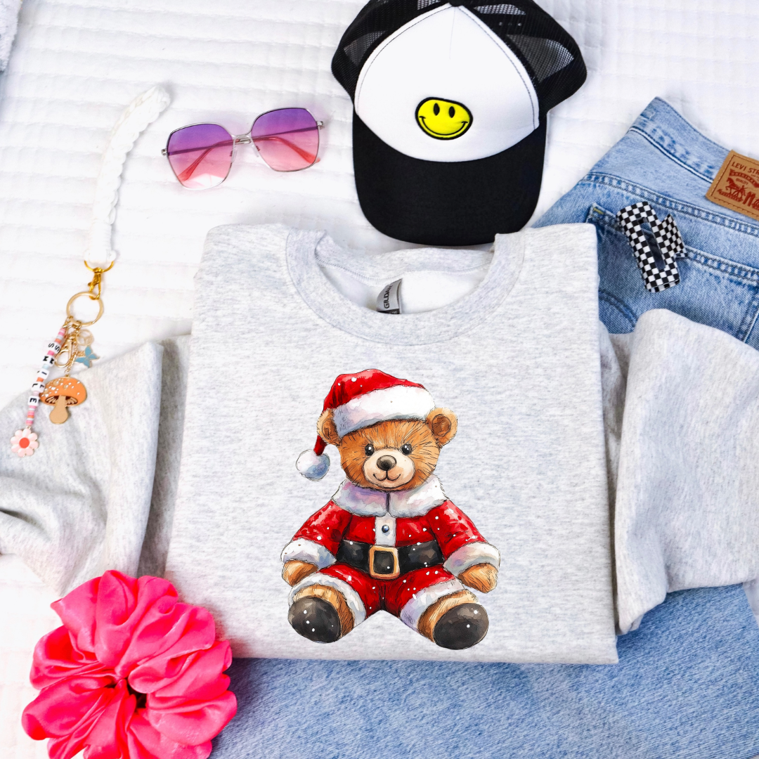 Santa Teddy Youth Graphic Tee and Crewneck