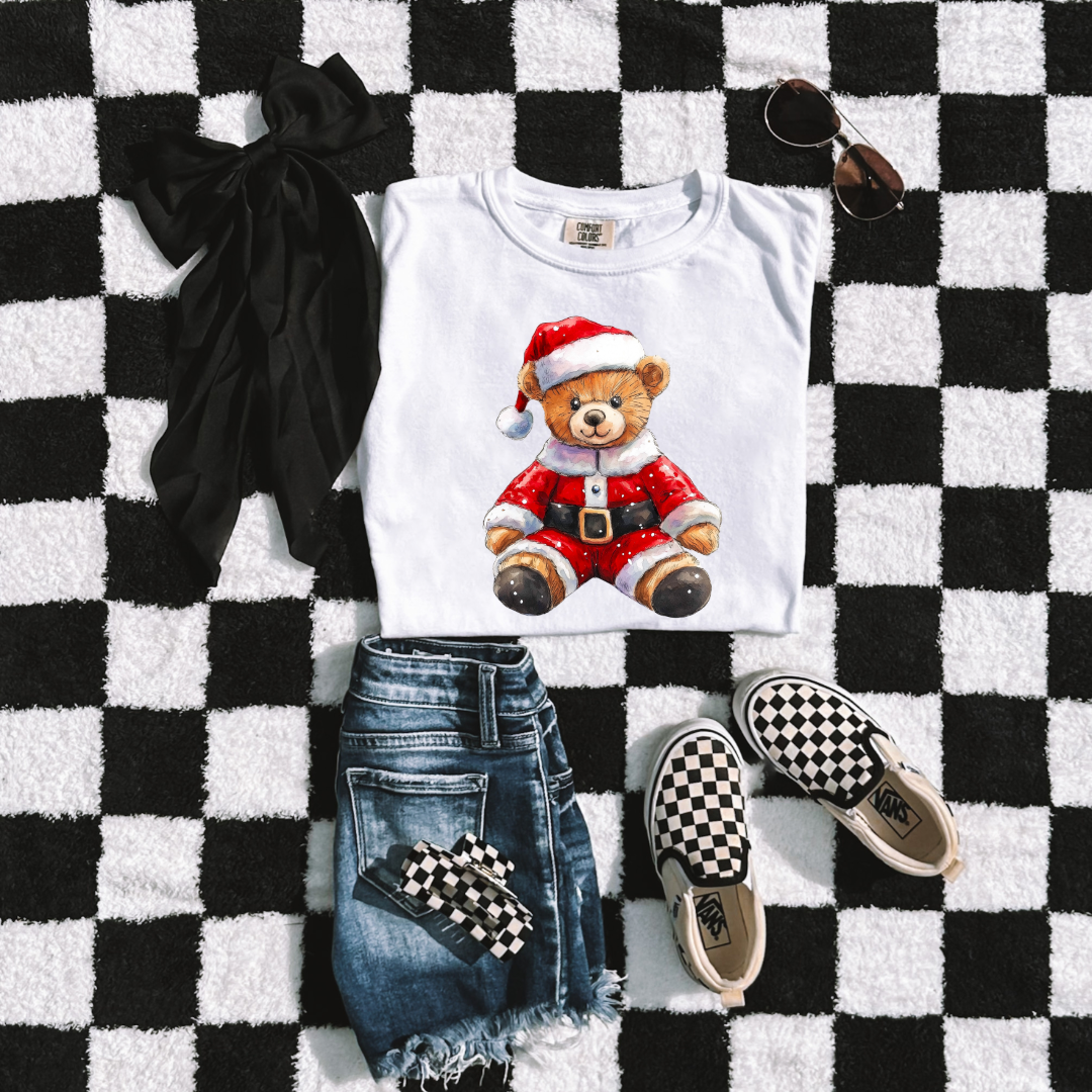 Santa Teddy Youth Graphic Tee and Crewneck