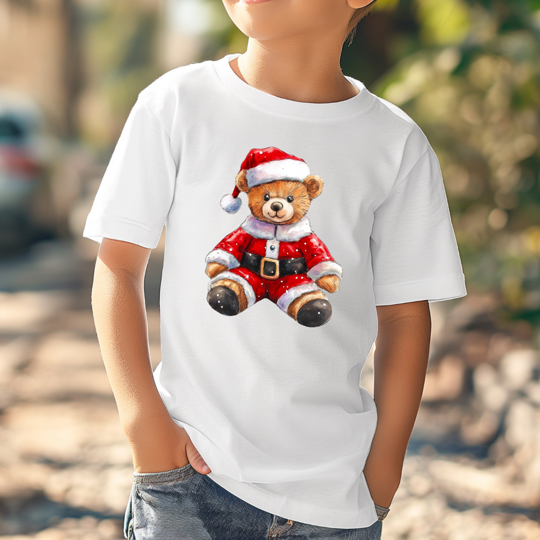 Santa Teddy Youth Graphic Tee and Crewneck