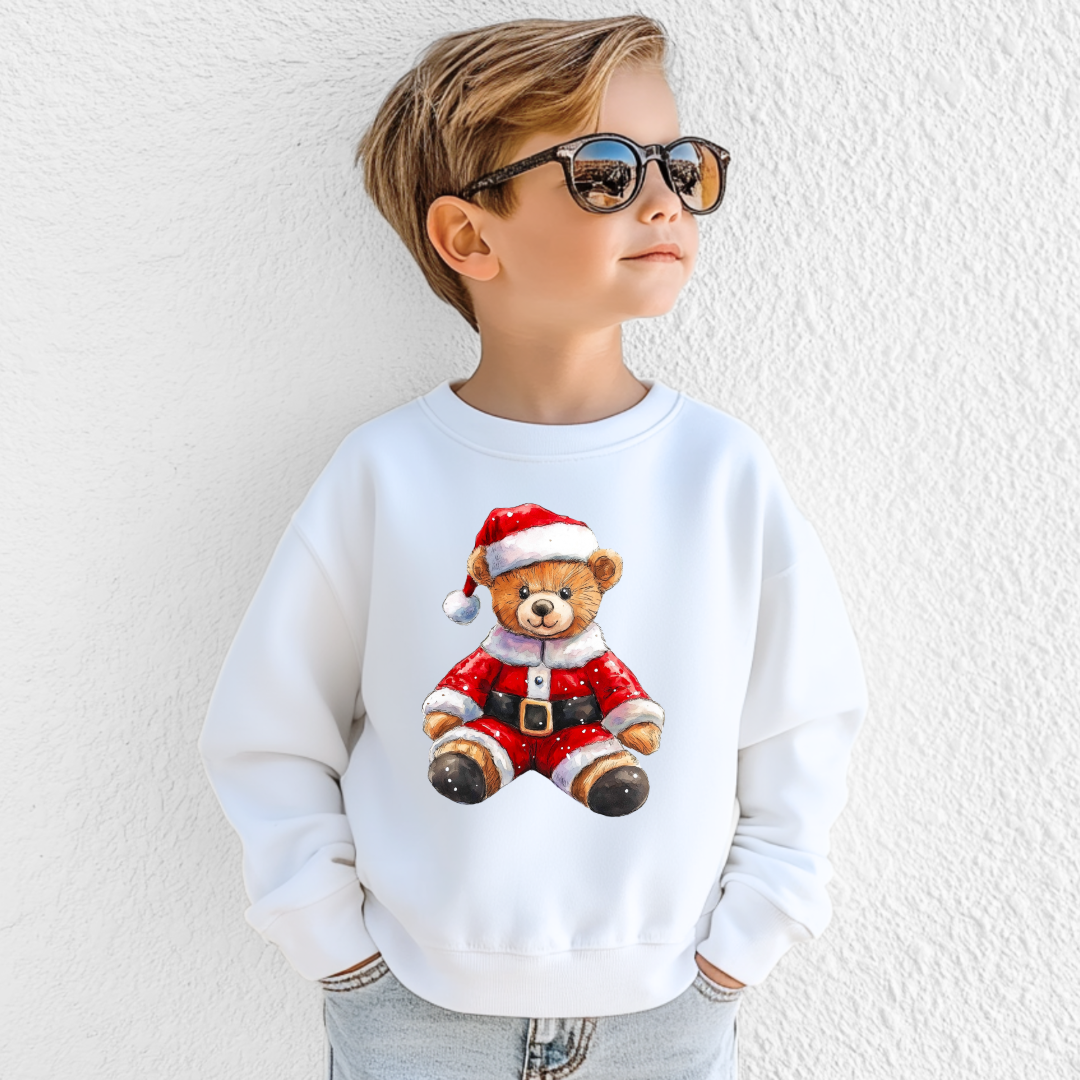 Santa Teddy Youth Graphic Tee and Crewneck
