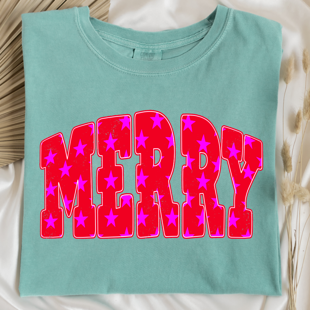 Merry Stars Graphic Tee and Crewneck